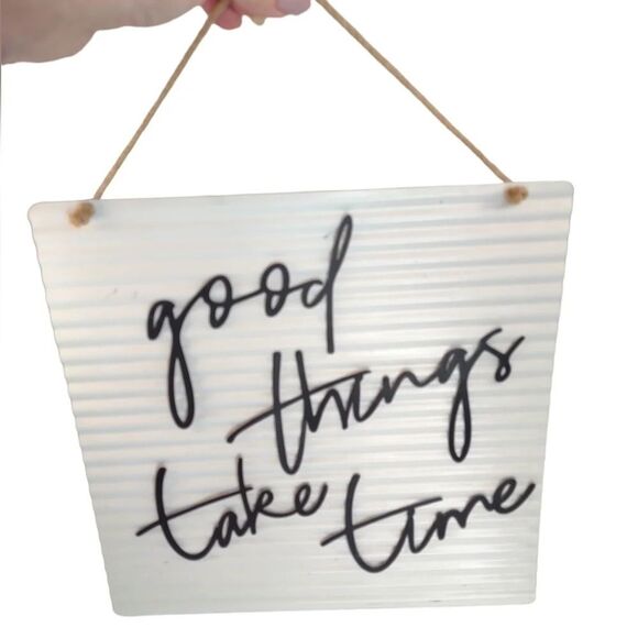 Metal 3D Sign good things take time Wall Hanging Art Cursive Letters - Picture 2 of 16